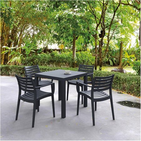 FINE-LINE Artemis Resin Square Dining Set with 4 Arm Chairs Black FI2545592